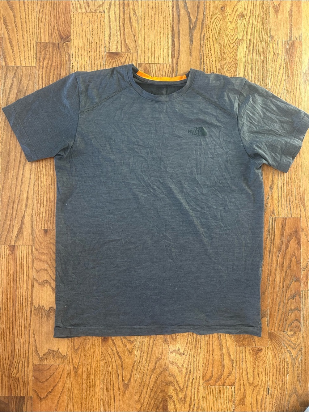 The North Face Men’s Short Sleeve Crew Tee - Charcoal with Orange Trim